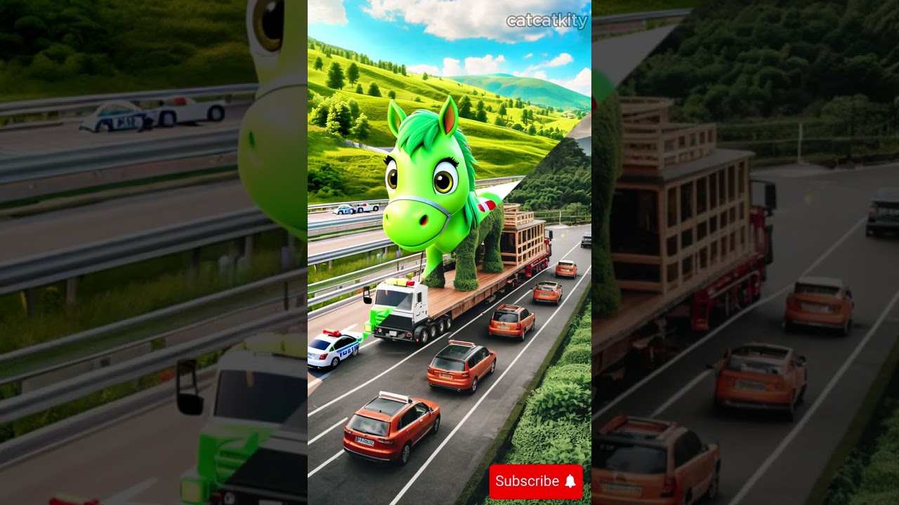 Evolution of Cat: Cute Green Horse Transporting 🥰🥰 #shorts #cat&nbsp;&nbsp;#love #cute