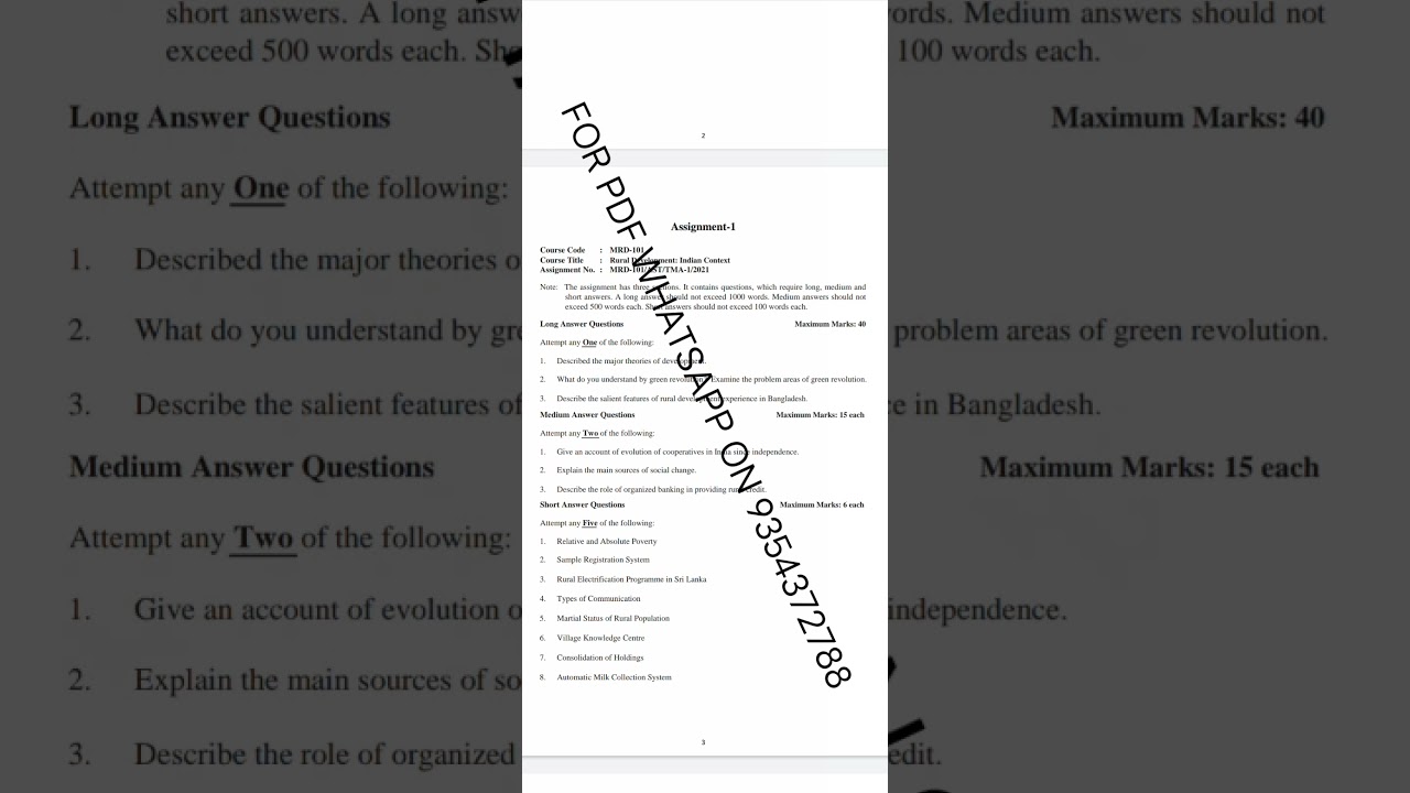 MRD 101 ENGLISH MEDIUM (PGDRD) SOLVED ASSIGNMENT 2021 | FOR PDF WHATSAPP ON 9354372788