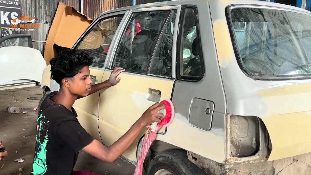 Maruti 800 Dual Tone Full Body Denting Painting #sk #motor #work #viralvideo #youtube #plzsubscribe 