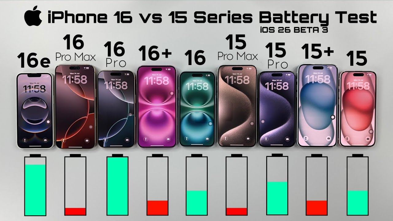 iPhone 16 vs iPhone 15 Series - iOS 26 BETA 3 Extreme Battery Life DRAIN Test 🔥