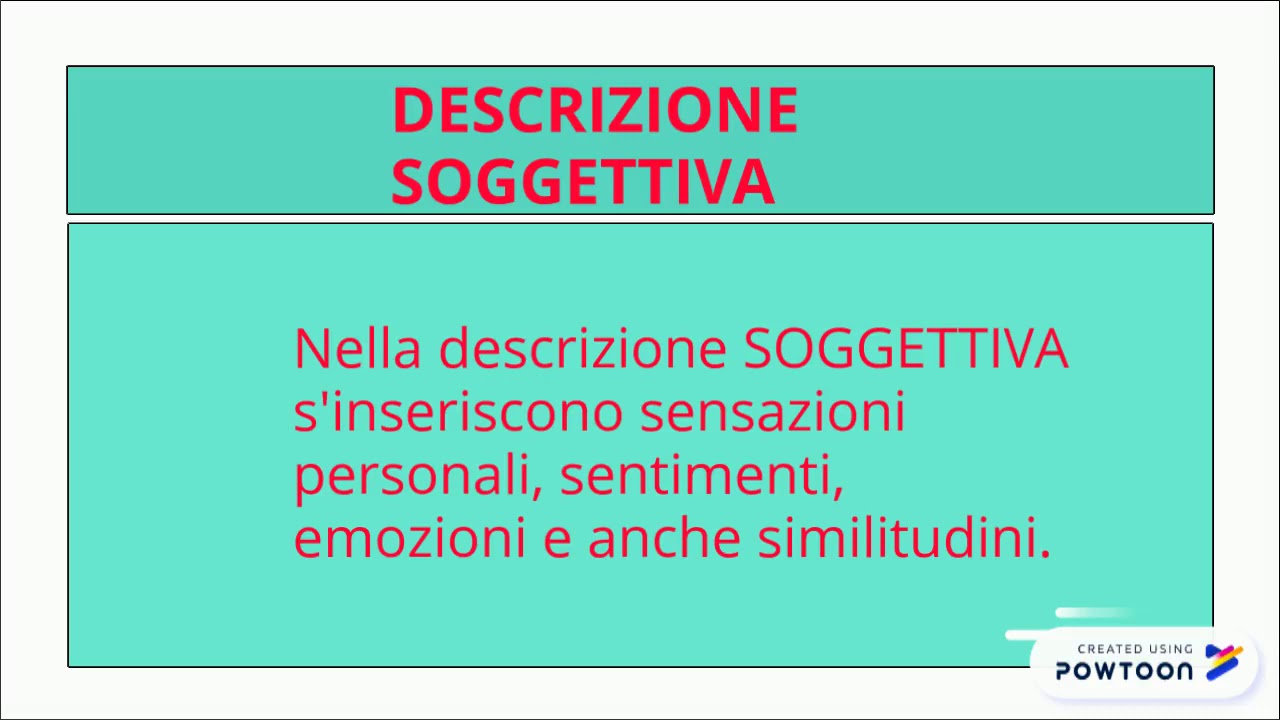 Descrizione oggettiva e soggettiva