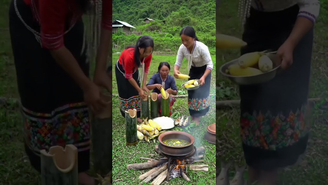 Myanmar Mountain Tribe Food | Traditional Cooking in the Hills #Myanmar #cooking #3d #viral #shorts