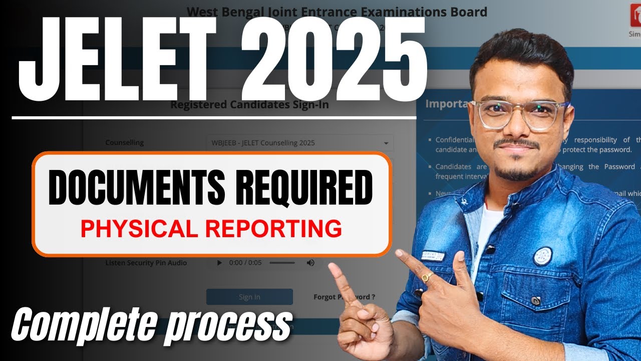 Documents required for JELET 2025 Counseling | Physical reporting documents