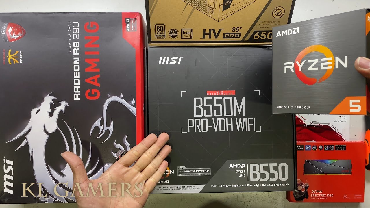AMD Ryzen 5 5600 msi B550M PRO-VDH WIFI msi AMD Radeon R9 290 GAMING PC Build