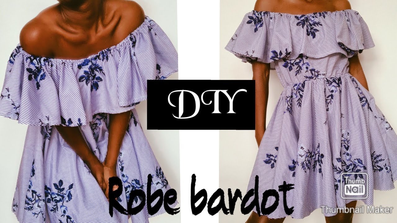 DIY ROBE BARDOT | ROBE D ETE | OFF SHOULDER DRESS