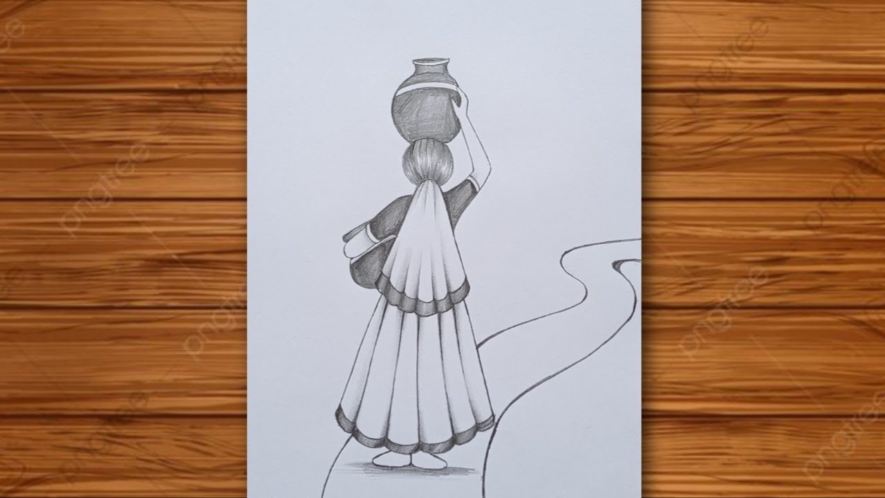 How to draw a Indian traditional girl step by step|girl drawing for beginners|pencil drawing easy