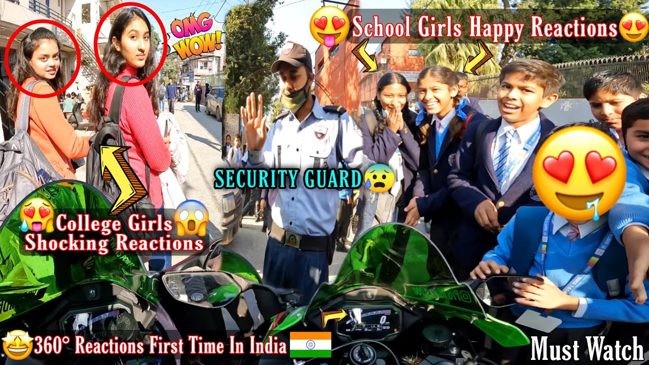 College Girls Reactions On Zx10r & School Girls Happy Reactions & Security Guard Ko Kyu Anaa Pada 😰