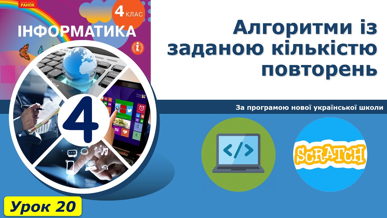 Урок №20. Алгоритми із заданою кількістю повторень. | Інформатика 4 клас