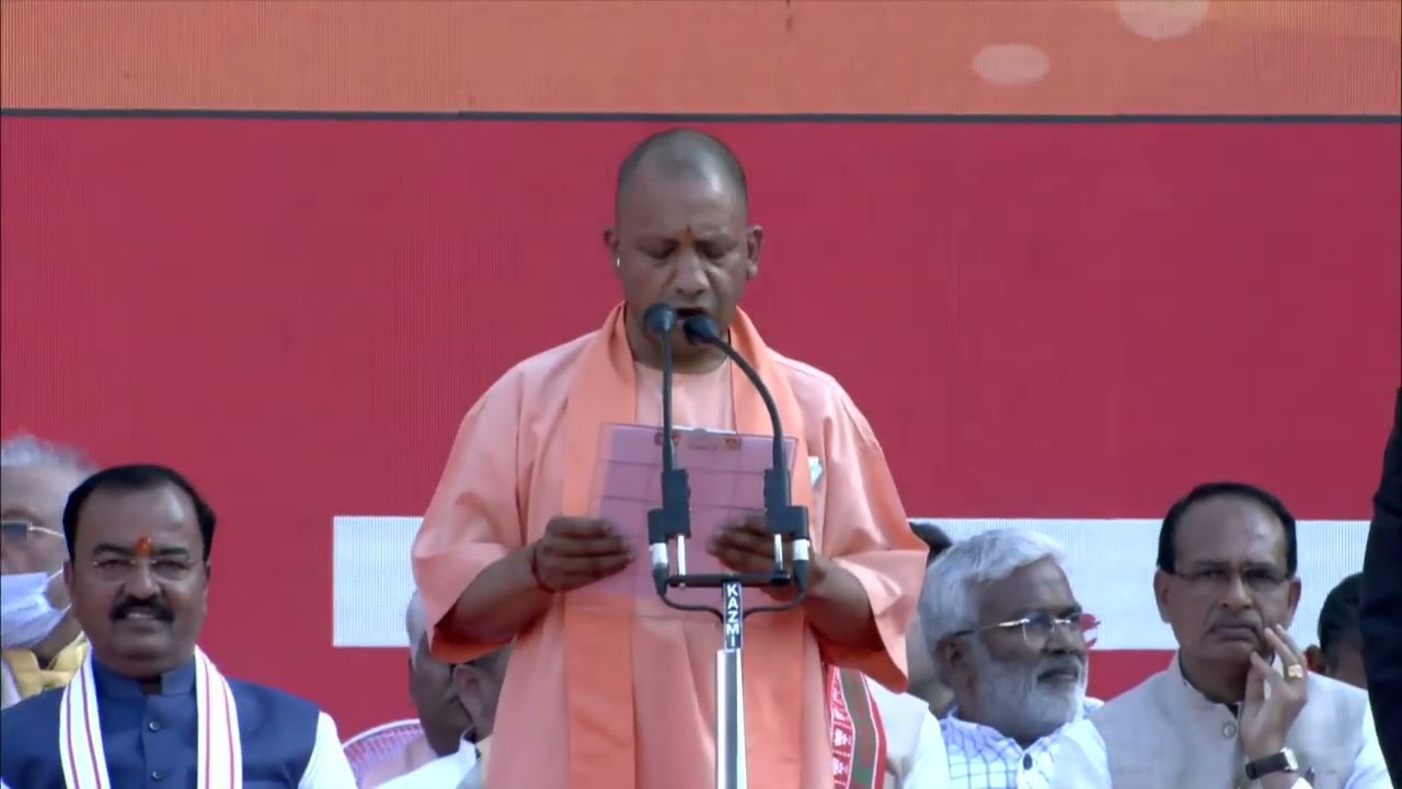 Yogi Adityanath takes oath as the Chief Minister of Uttar Pradesh for the second consecutive term.