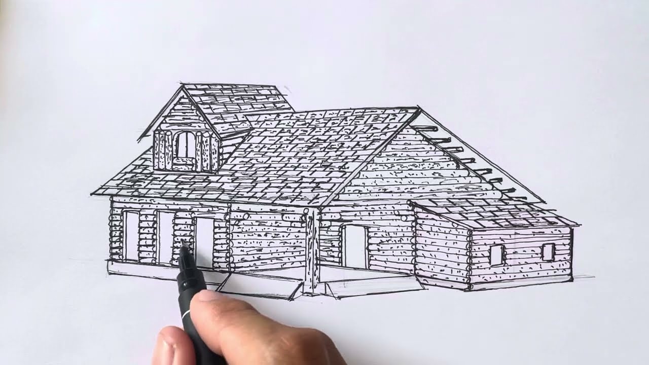 Easy House Drawing with Pen | Step by Step Art