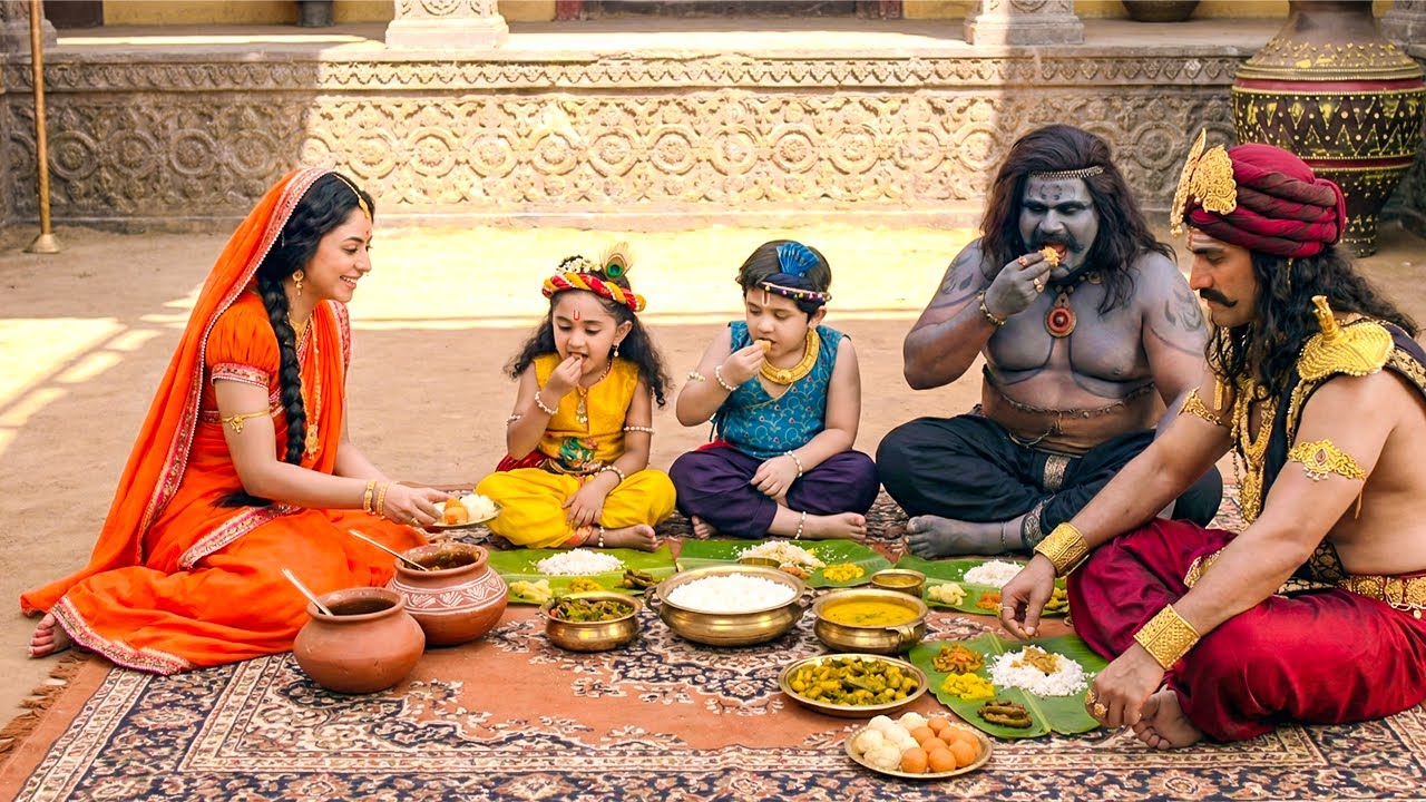 मैय्या यशोदा ने कान्हा बलराम कंस और राक्षस को एक साथ भोजन करवाया | यशोमती मईया के नंदलाला | Krishan