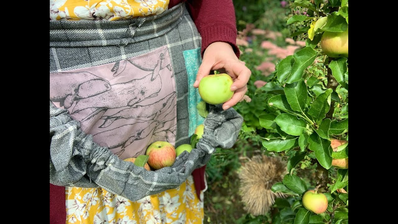 sewing a vintage harvest apron