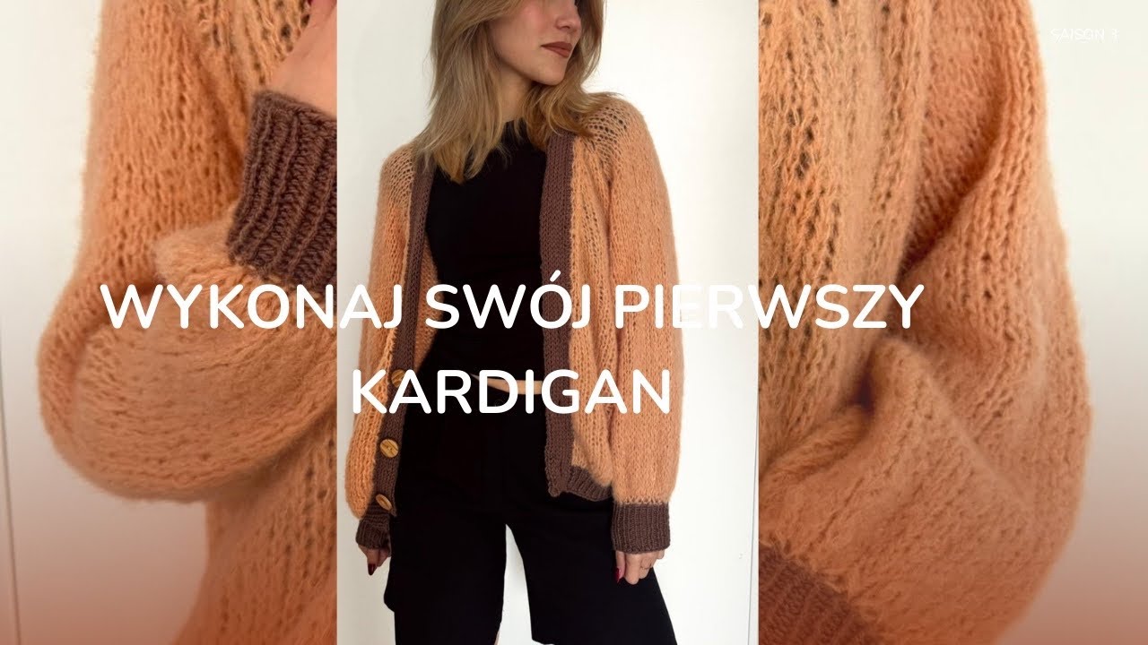 KARDIGAN na drutach krok po kroku 🧶 | Prosty oversize dla początkujących Cześć 1