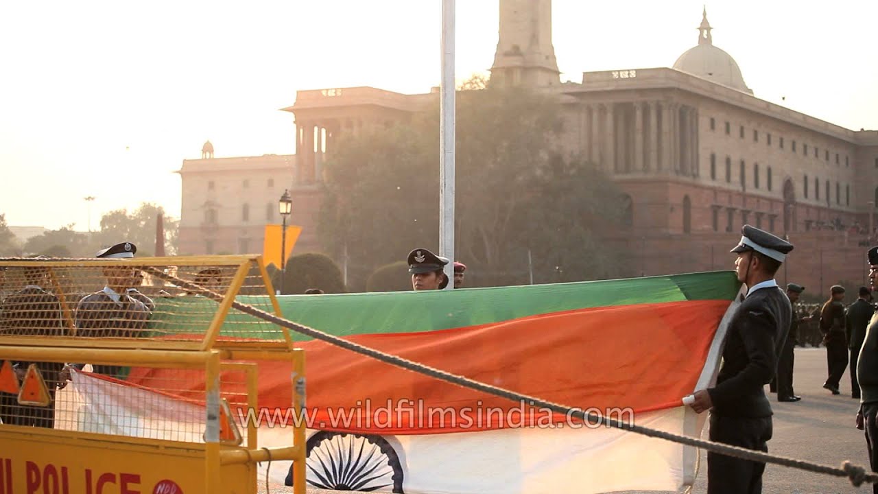 Folding ceremony of Indian flag at Vijay chowk