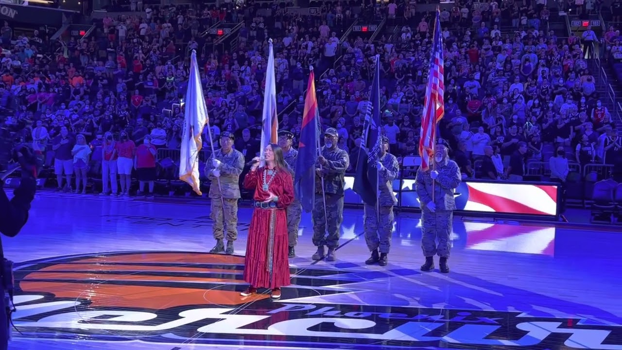 Callie Bennett | Star Spangled Banner in Navajo | WNMBA Mercury Game | Floor View