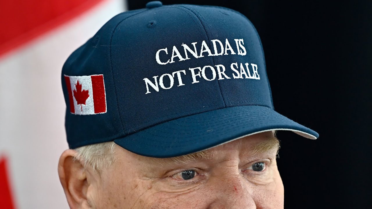 Doug Ford takes jab at Donald Trump with 'Canada is not for sale' hat