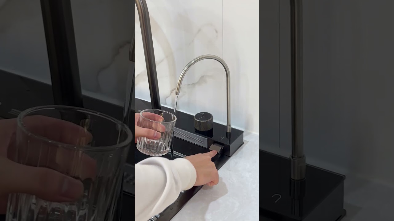 Lefton Two Waterfall Faucets Kitchen Sink with Digital Temperature Display & LED Lighting-KS2206