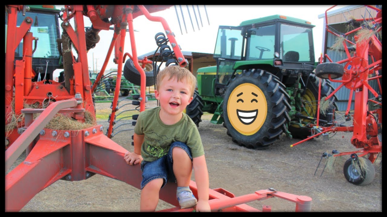 Tractor videos for kids | Using hay tedder and rake on the farm