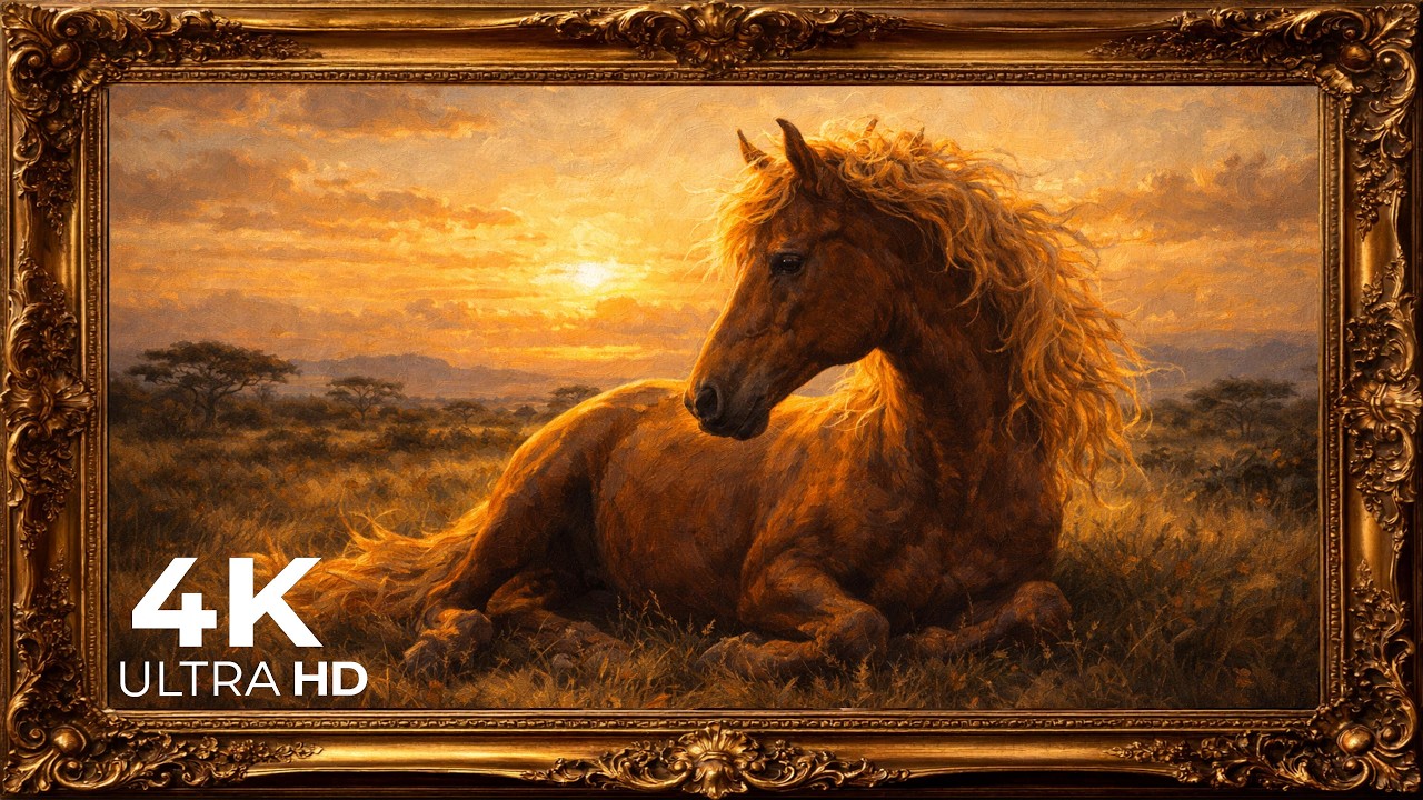 Wild Stallion Resting in the Sunset Plains | Ultra HD Relaxing Wildlife Display