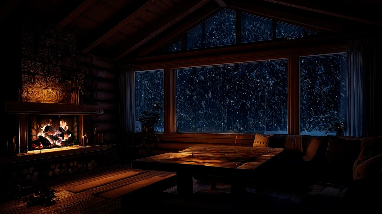 ❄️ Snowy Winter Night Piano with Fireplace Glow | Deep Sleep, Study & Cozy Relaxation Music
