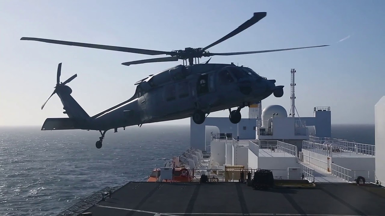 Helicopters Transport Patients to the USNS Comfort from Land-Based Medical Sites
