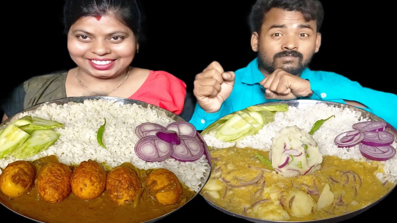 husband vs wife//dim curry with rice vs dal Bhat eating challenge@kamanamahadebfoodhouse100