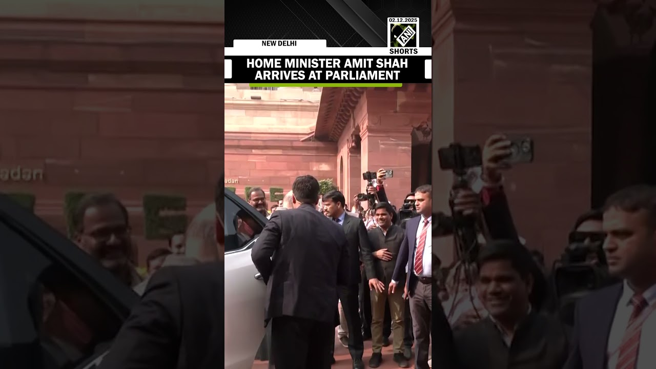 Home Minister Amit Shah arrives at Parliament for second day of Winter Session