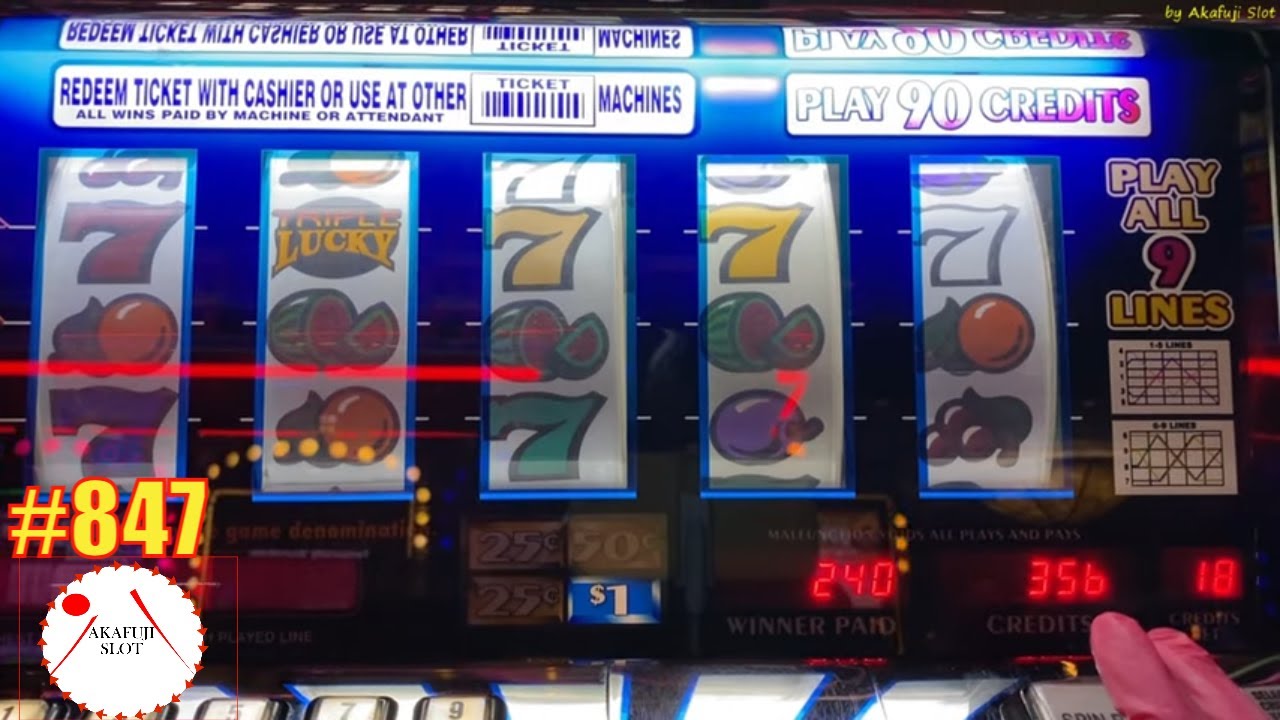 Good Run😸 Triple Lucky 7s Slot Machine, 9 Lines 赤富士スロット