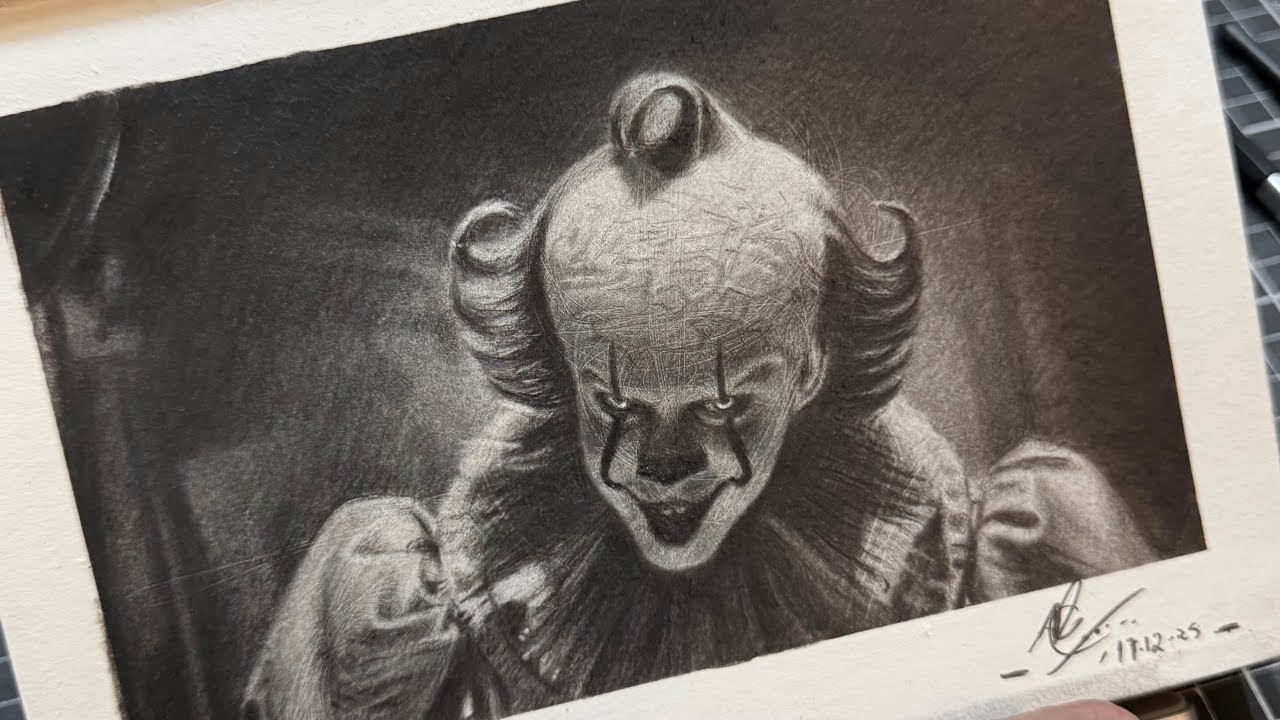 Desenhei o Pennywise de Bem-Vindo a Derry 😈 | Sketchbook Preto e Branco | Pennywise Drawing 