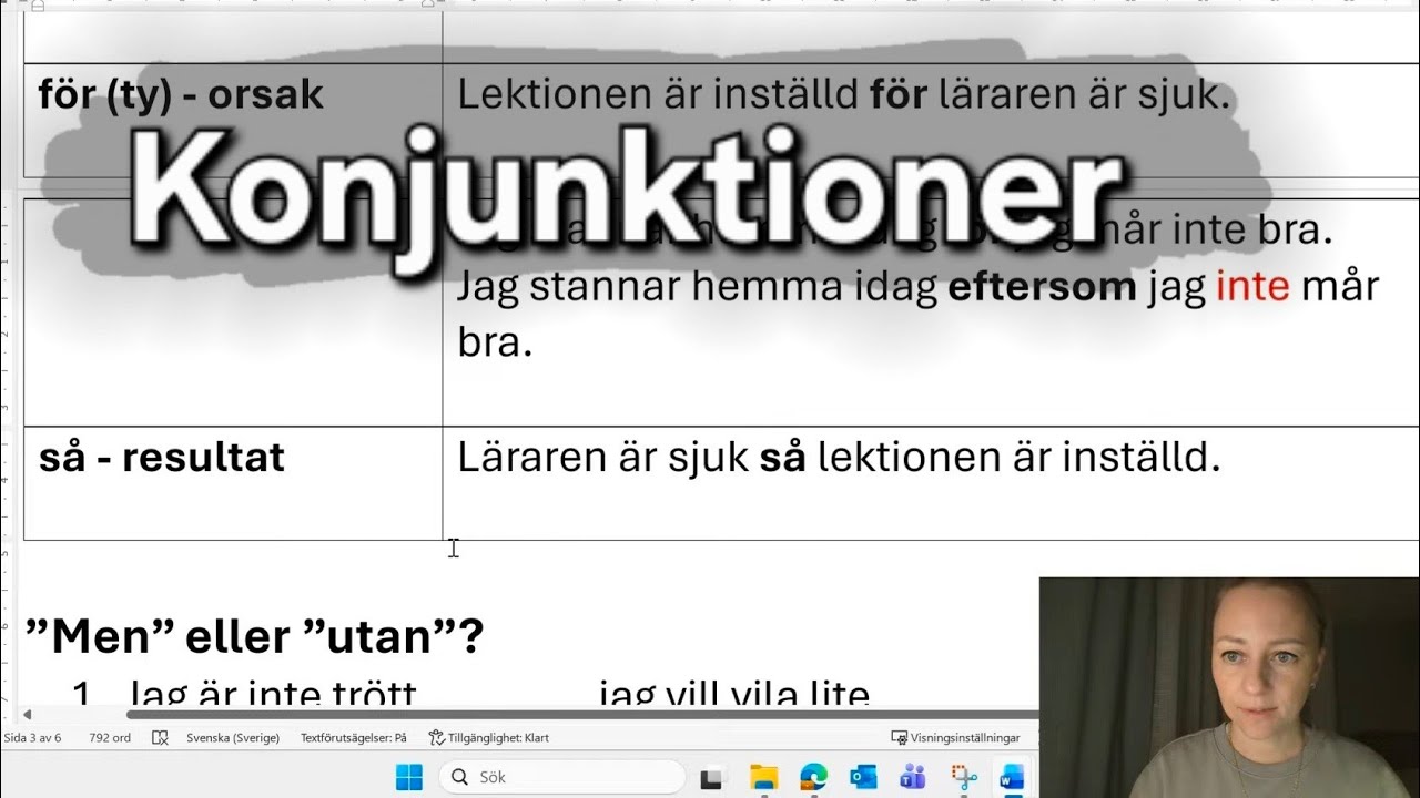 Samordnande konjunktioner - Online-lektion i svensk grammatik 12 februari 2026