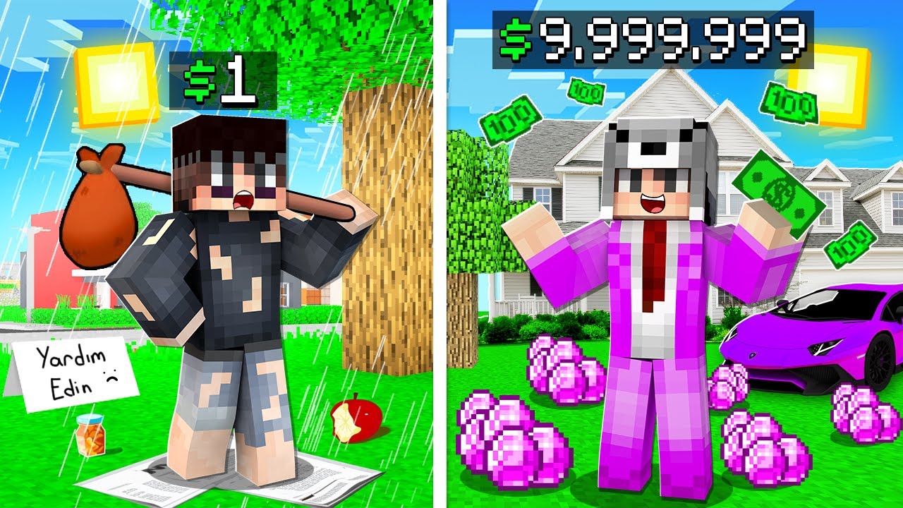 24 SAAT DİLENCİLİK YAPIP MİLYARDER OLDUM 😱 - Minecraft