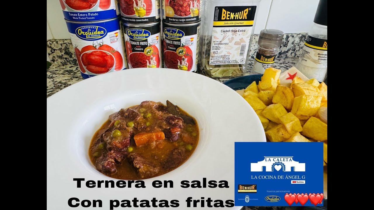 Ternera en salsa con patatas fritas caseras