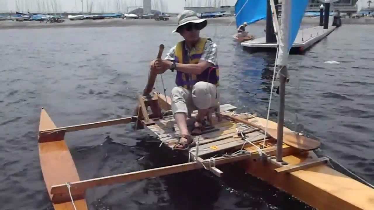 Canoe sailing with AD-scull 04. onboard camera view