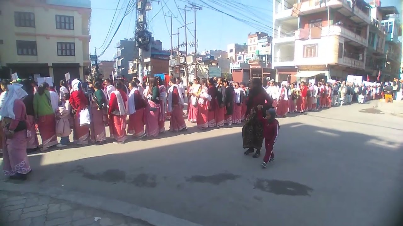 पृथ्वी जयन्ती मनाउनको लागि दमौली मा र्याली गर्दै