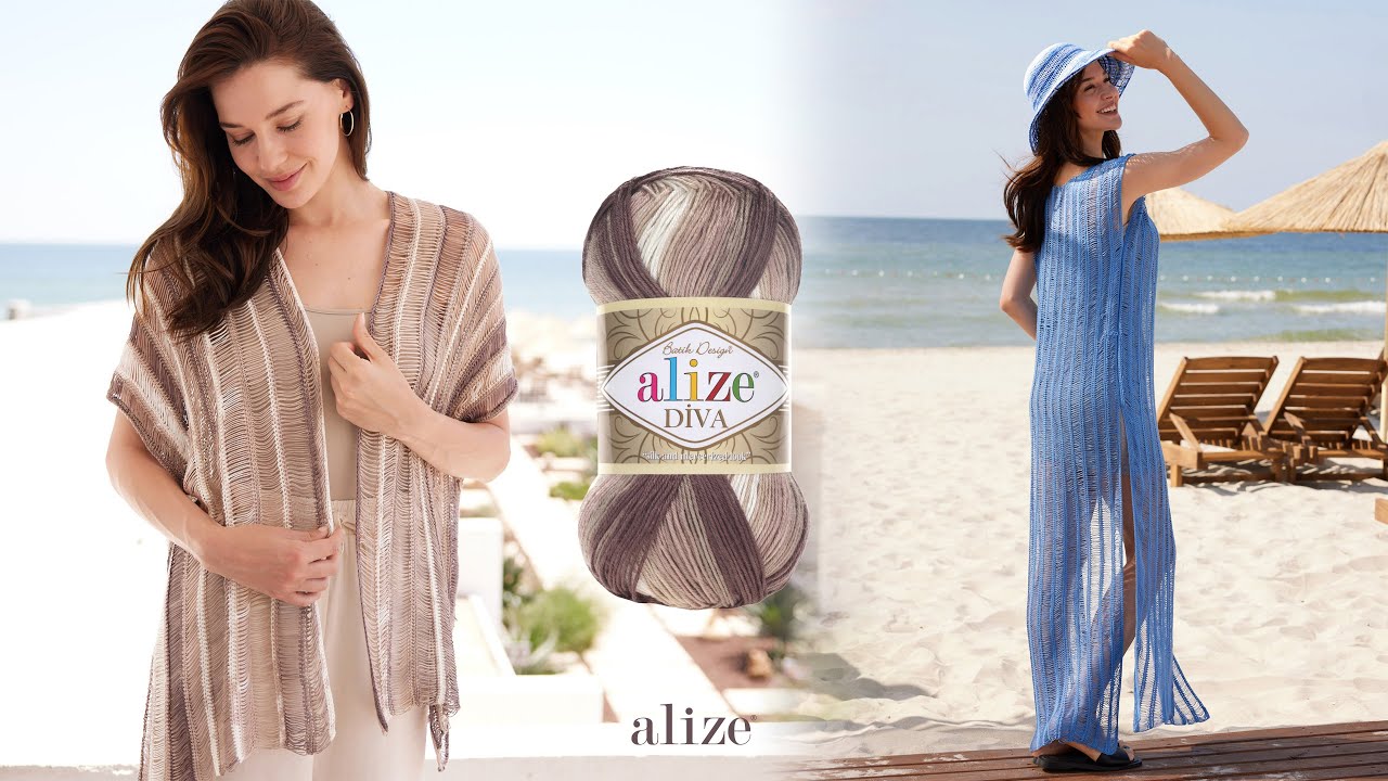 Вязаный крючком жилет с Ализе Дивой