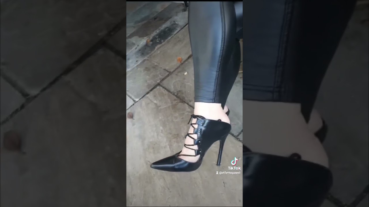 pvc leggings & high heel mules