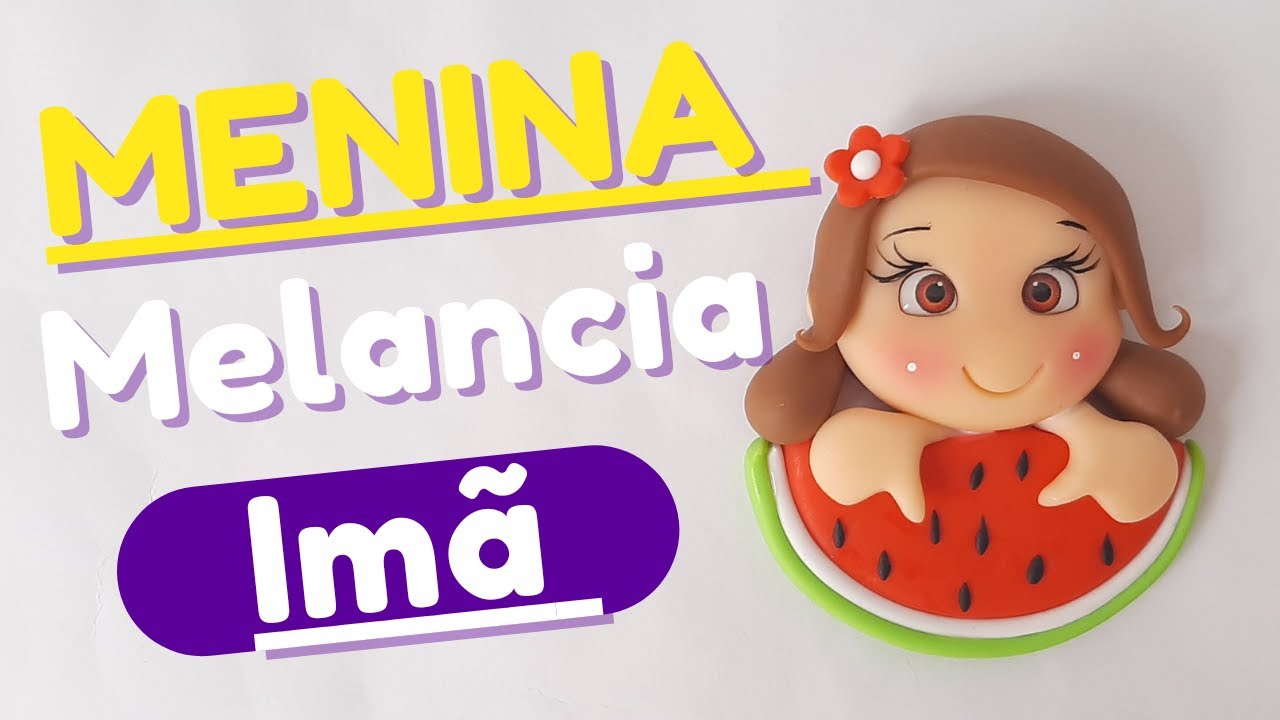 DIY- Menina melancia imã de geladeira em biscuit passo a passo