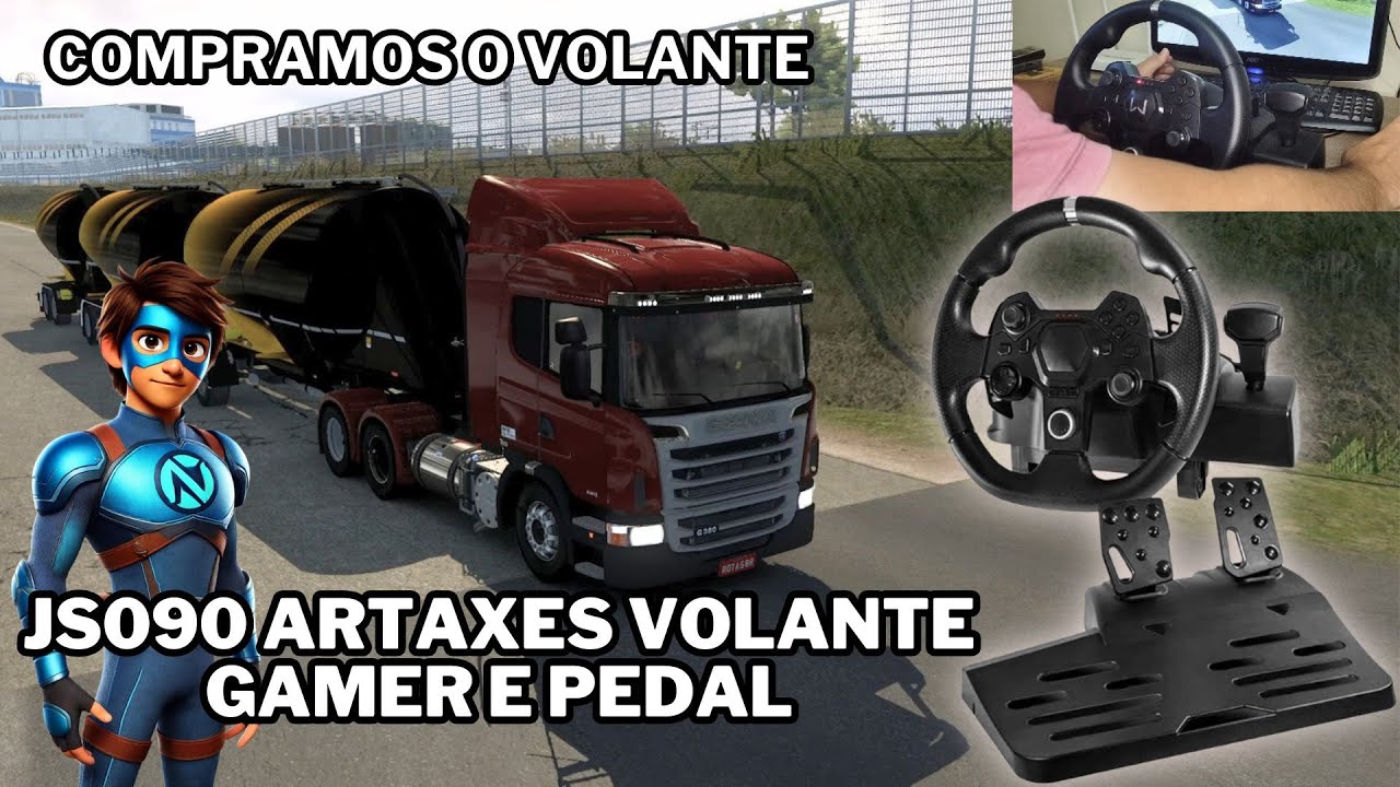 VOLANTE JS090 Artaxes Volante Gamer COM PEDAL - VALE A PENA? - MOSTRAREMOS NESTE VIDEO
