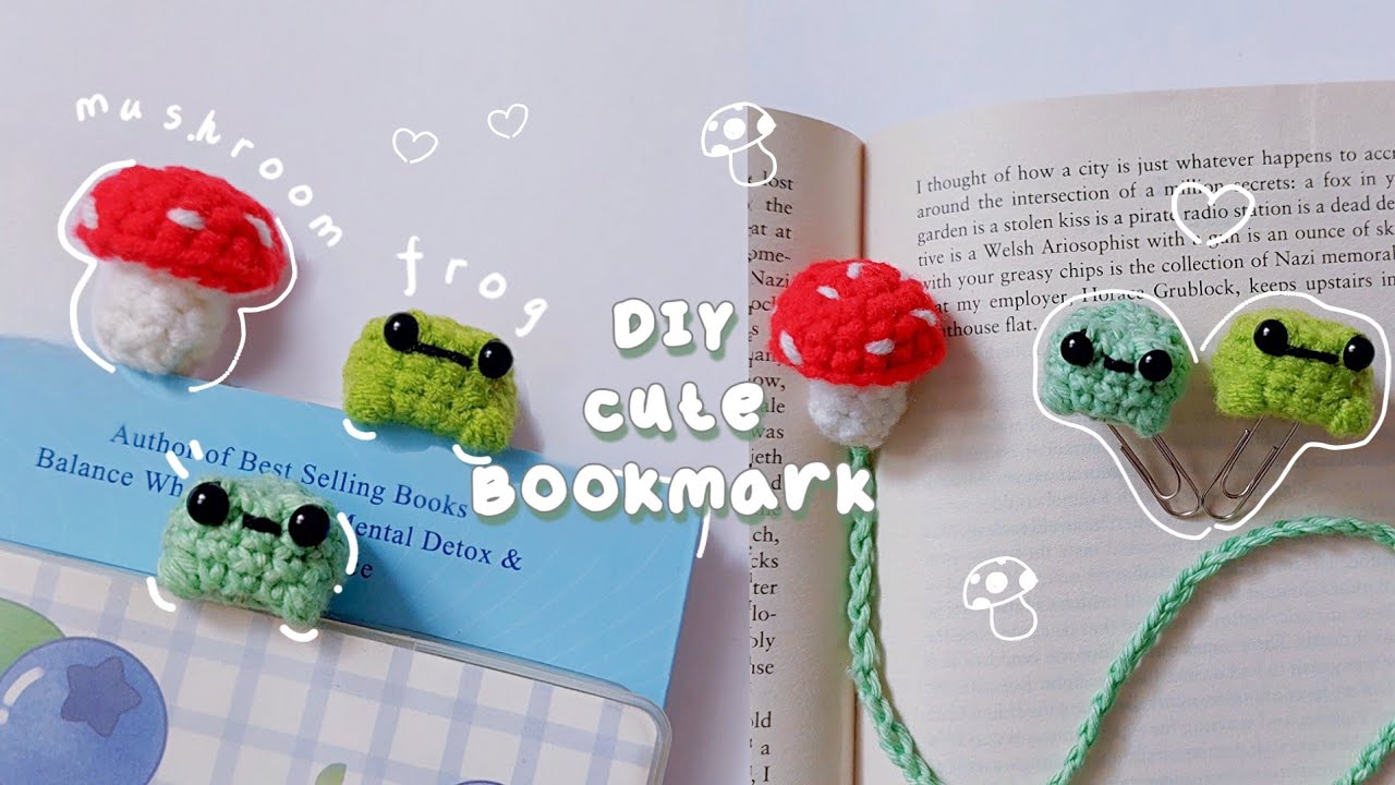 ♡ Crochet Frog+🍄 Bookmark Tutorial   | also for Mini Keychains ♡
