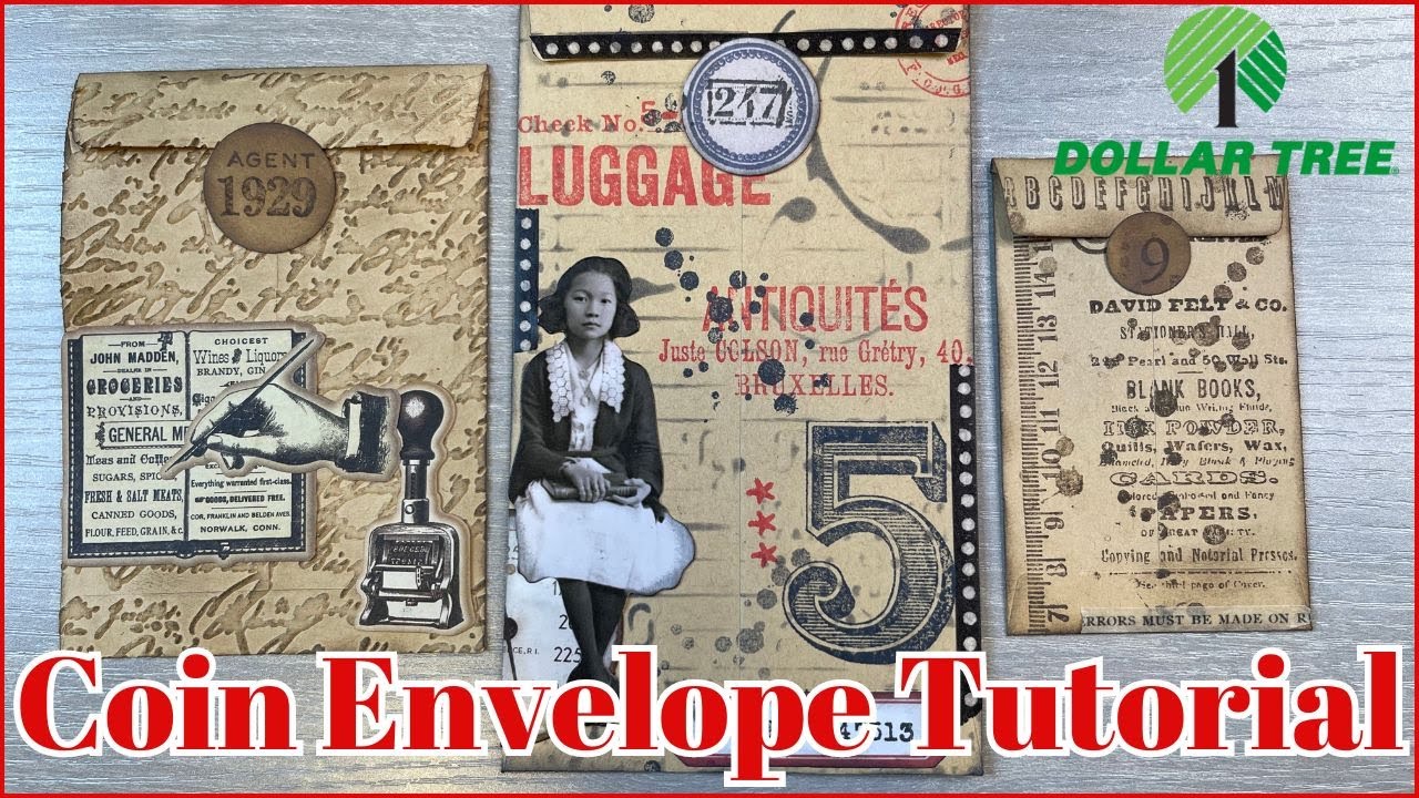 VINTAGE COIN ENVELOPE TUTORIAL using DOLLAR TREE COIN ENVELOPES