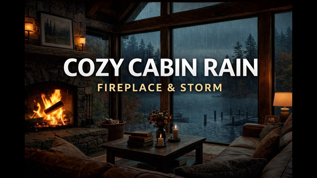 Cozy Cabin Rain & Fireplace Sounds for Deep Sleep (8 Hours)