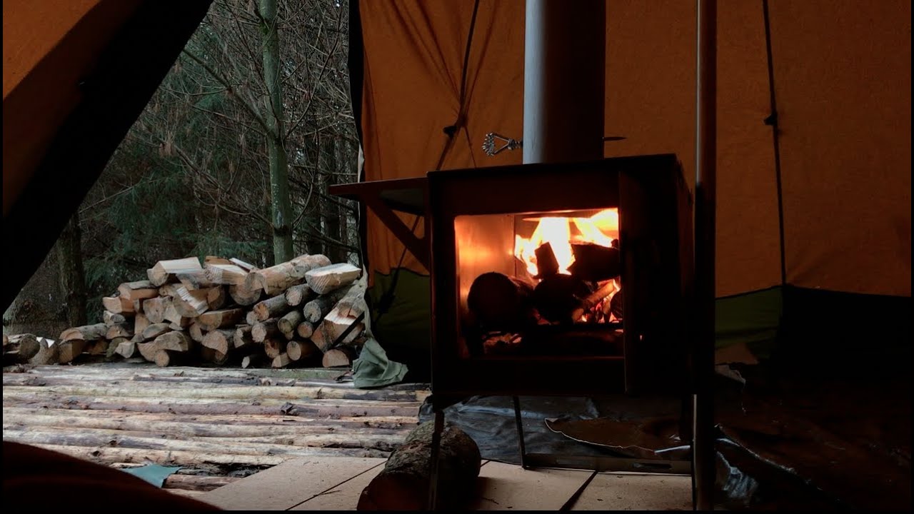 Tentipi Treehouse Camping -  Hot Tent, Upcycled Flooring, Camp Cooking