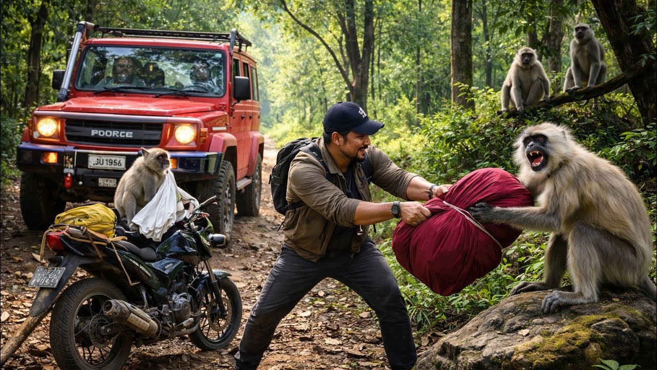 Sanjay Dubri Tiger Reserve | Jungle Drive in Force Gurkha | Monkey Snatched Biker's Bedsheet ! 