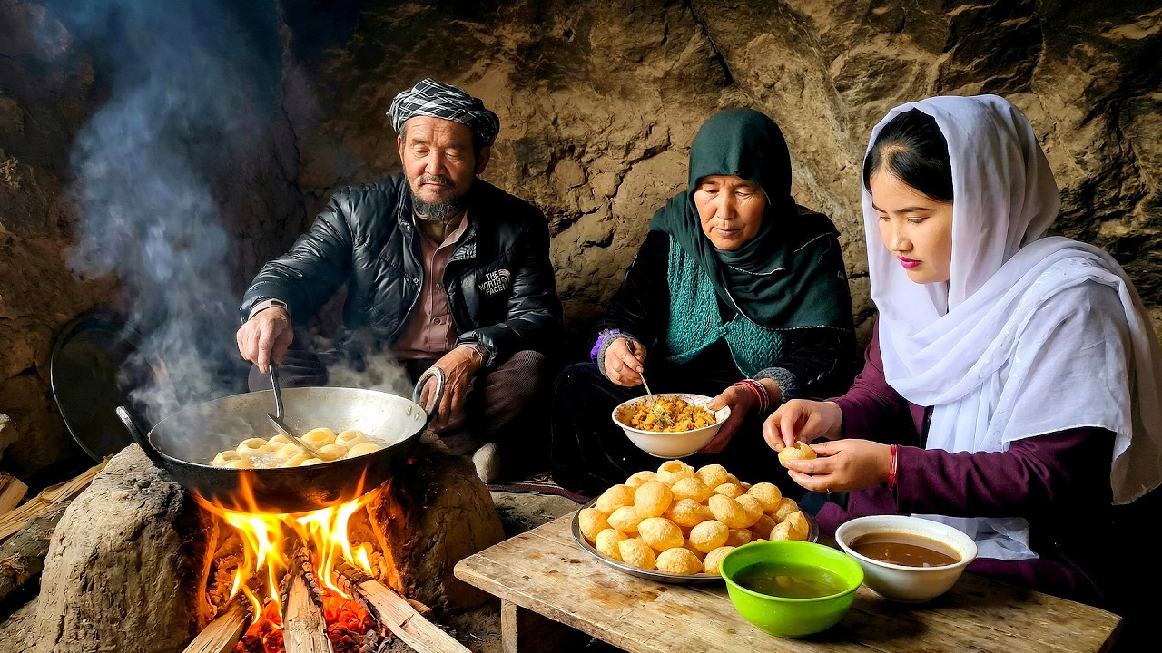 Traditional Pani Puri in Village Life | Crispy Street Food Over Fire