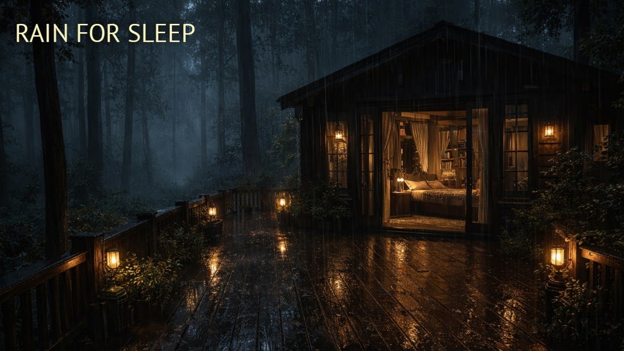 Rainy Night in a Cozy Cabin | Deep Sleep Ambience,2 hours