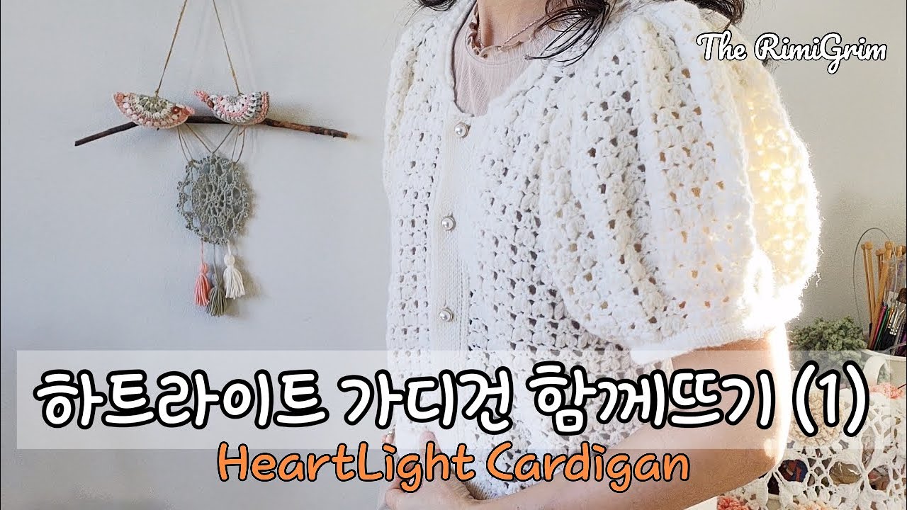[코바늘+대바늘] 하트라이트 가디건 함께뜨기, HeartLight Cardigan tutorial (1)