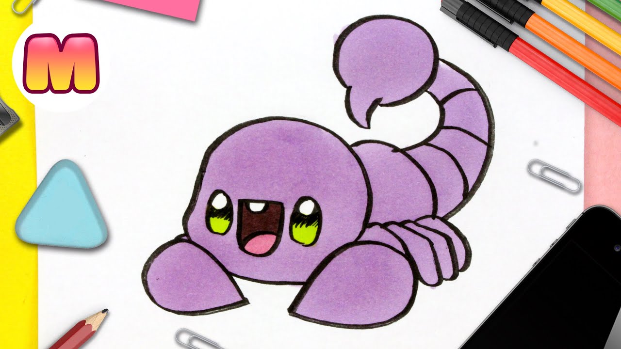 COMO DIBUJAR UN ESCORPION KAWAII - Dibujos faciles kawaii - Aprende a dibujar animales con Jape