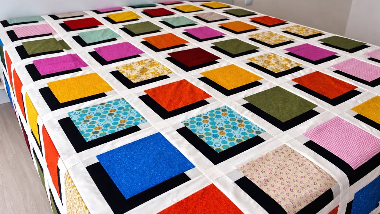 Colcha de retalhos para reaproveitar quadrados pequenos. Fa&ccedil;a voc&ecirc; tamb&eacute;m patchwork em 3D