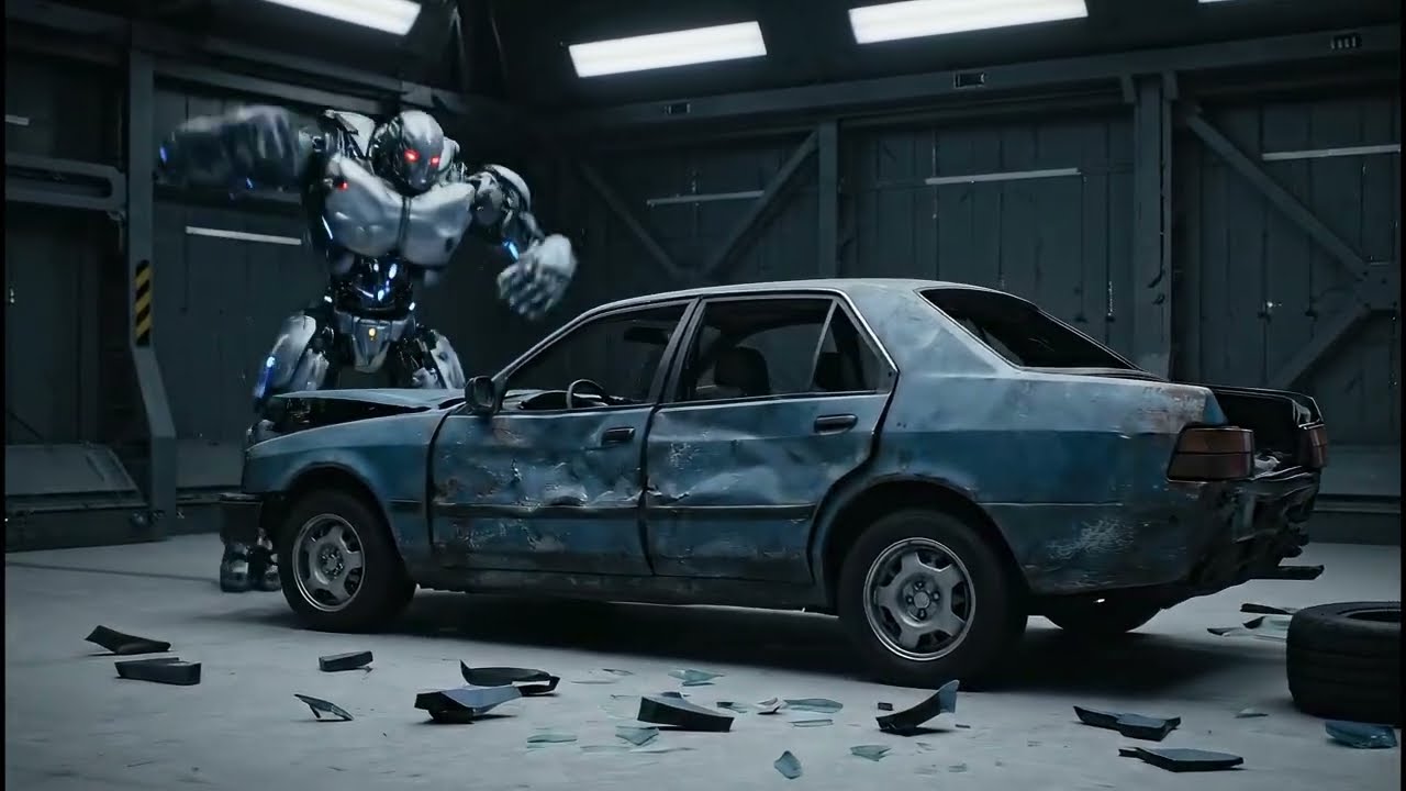 AI Robot Destroys Car with Bare Hands 3 | Ultra Realistic Deformation