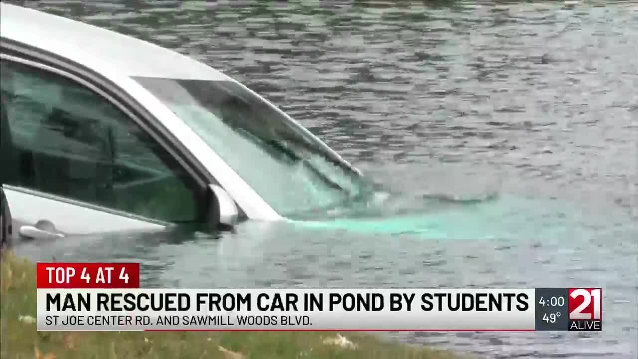 &ldquo;We jumped straight in the water,&rdquo;: Man rescued from car in pond by PFW students